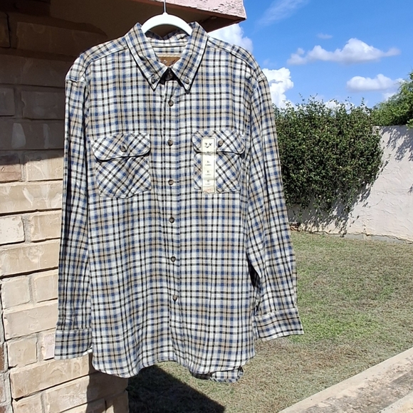 Outdoor Life Flannel Grey Brown Plaid Button-Down Long Sleeve Shirt  Men Size XL - Picture 6 of 16